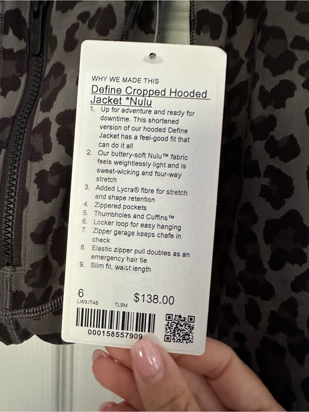 Lululemon Women's Black Leopard Cropped Nulu Jacket - NWT - Picture 4 of 4